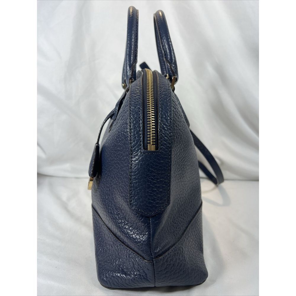Michael Kors Large Dome Satchel Leather Handbag - Pebbled Navy - Picture 9 of 16